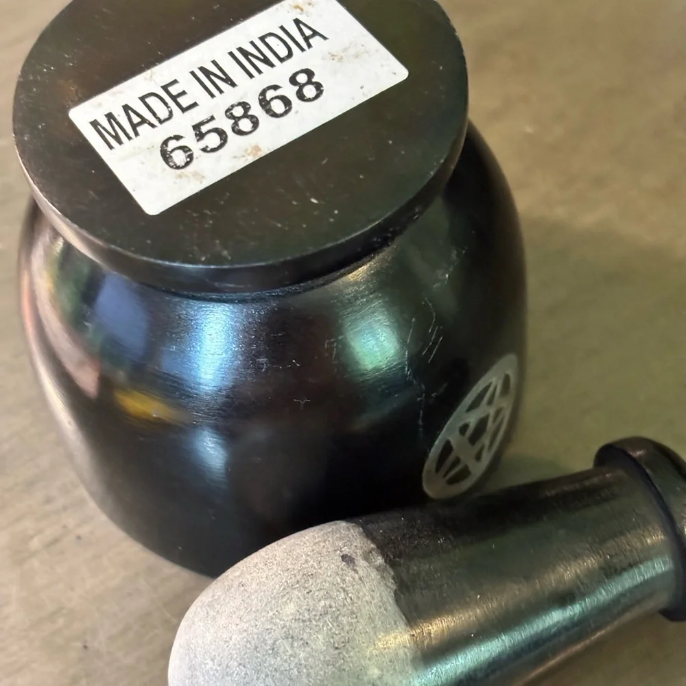 Black Mortar and Pestle with Pentagram